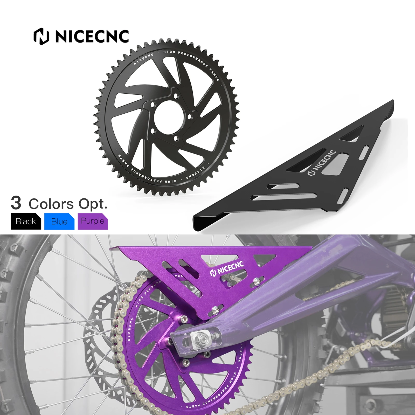 

NiceCNC For Surron Light Bee X S L1E Segway X160 X260 X 160 260 58T Electric Dirt Bike Rear Sprocket Rear Chain Guard Protector