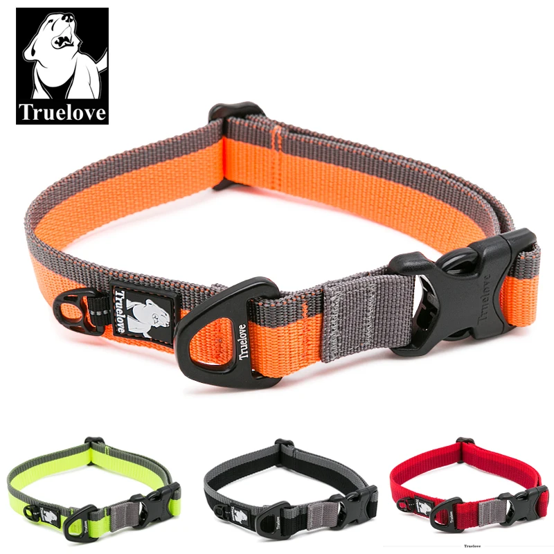 Truelove Dog Collar Nylon for Small medium and Big Dogs Neck Belt Training Walking Light Breathable Running Orange Black TLC5171