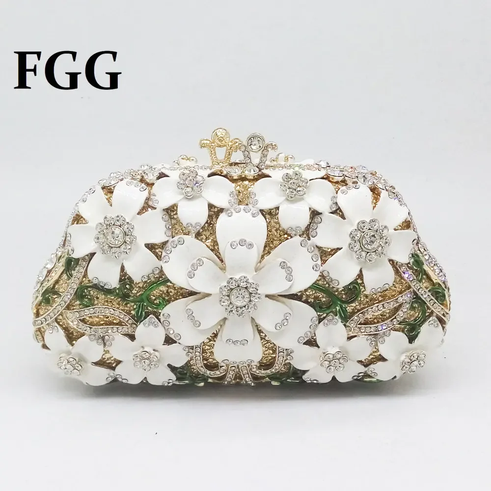 

Boutique De FGG (в наличии) Супер Мини женские вечерние сумки-минодьер с цветами, свадебные белые сумочки-клатчи с кристаллами, Свадебный Кошелек