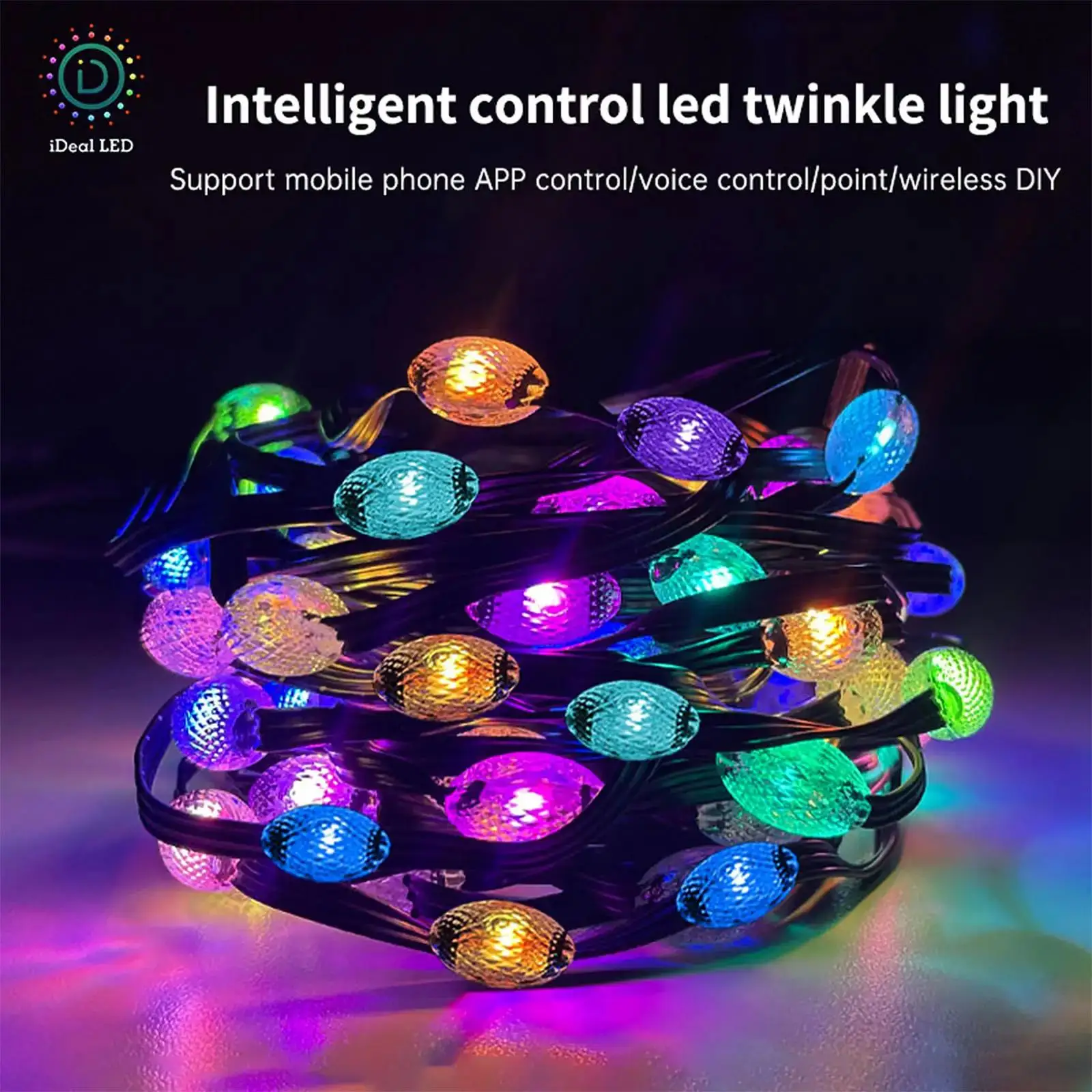 Dreamcolor forma de diamante USB LED cadena de luz WS2812B guirnalda de luces de hadas para decoración de fiesta de cumpleaños de Navidad impermeable