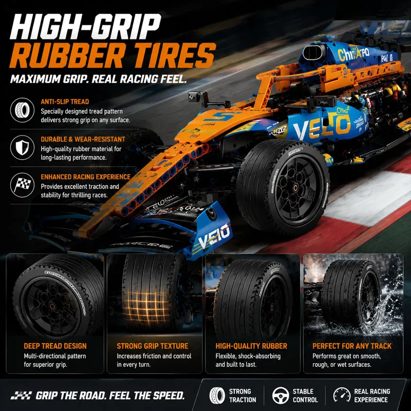 Formel-Rennwagen-Bausatz mit Aerodynamischem Design, Funktioneller Lenkung und Mechanischem Modell als Weihnachtsgeschenk – Detail 4