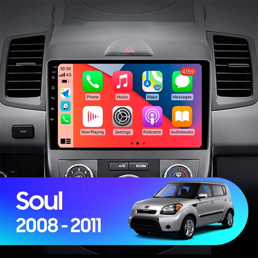 Android 14 Carplay Auto For Kia Soul 1 AM 2008 - 2011 Car Radio Multimedia Video Player Navigation GPS  No 2Din 2 Din DVD DSP 4G