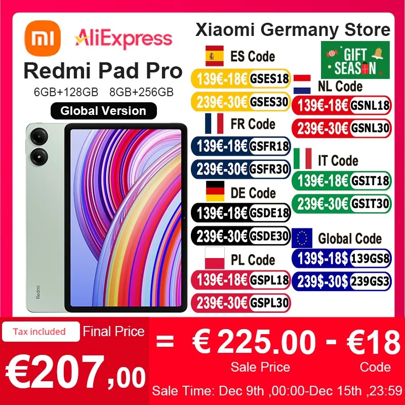 2024 Xiaomi Redmi Pad Pro globalna wersja Snapdragon 7s Gen 2 ośmiordzeniowy 12.1 \