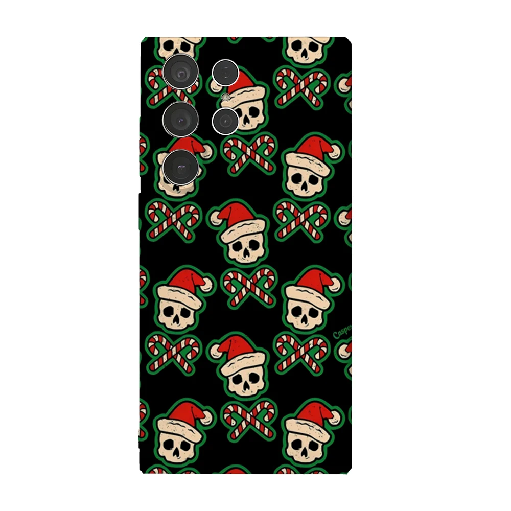 القوطية عيد الميلاد الجمجمة قضية الهاتف لسامسونج غالاكسي S25 S24 S23 الترا زائد A35 A132 لامع HD الغلاف الصلب فيلم قذيفة #1