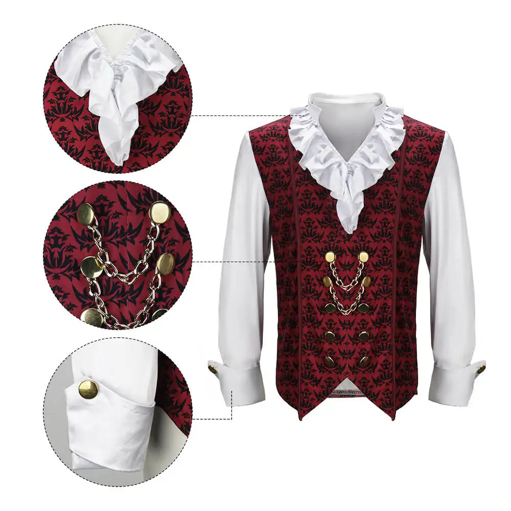 Disfraz de vampiro Medieval para Halloween, traje gótico de Diablo, elegante, fiesta temática, eventos, capa, camisa, Carnaval, Takerlama