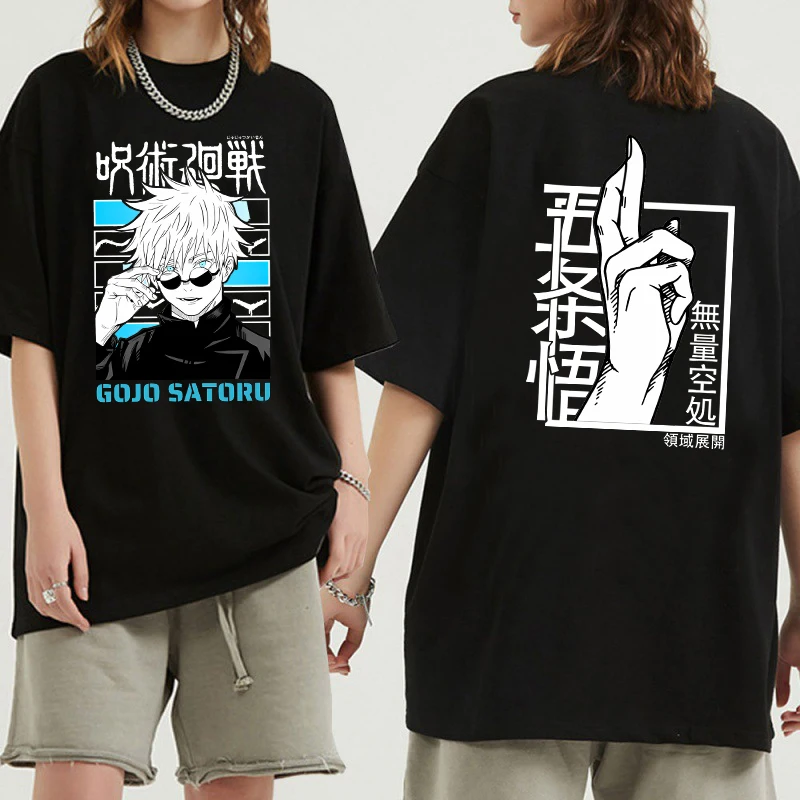 Maglietta giapponese Anime Jujutsu Kaisen per donna magliette grafiche Unisex Gojo Satoru maglietta Casual moda donna Tee Manga