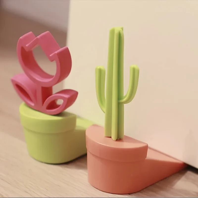 

Cute Door Stopper Cactus Flowers Decorative Silicone Door Stop Novelty Rubber Wedge for Women Girls Home Office Bedroom Doorstop