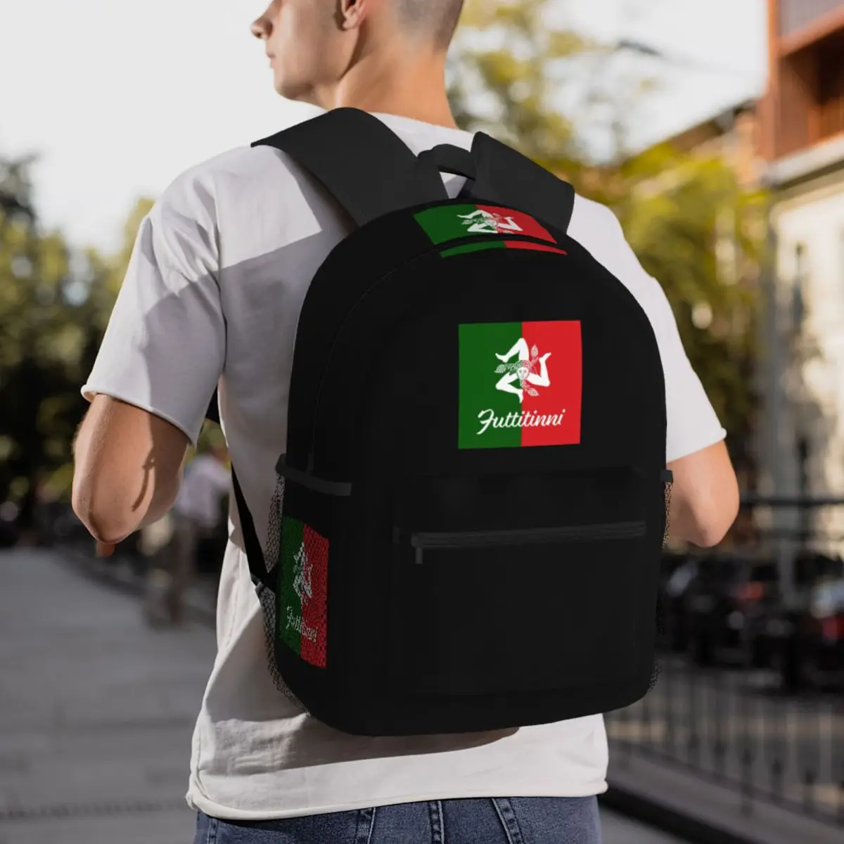 

Italy Sicilian Sicilia Sicily Flag Backpack Daypack Large Capacity Boys Girls BookBag School Bag Shoulder Bags for Men Women