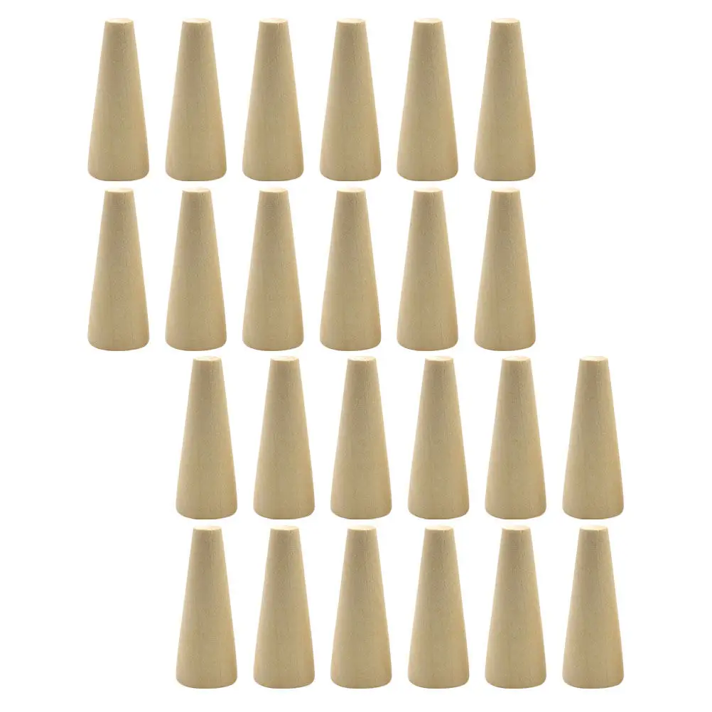 

24Pcs Natural Wood Cone Ring Holder Jewelry Display Stand for Selling Desktop Ring Storage Rack for Jewelry Vendors