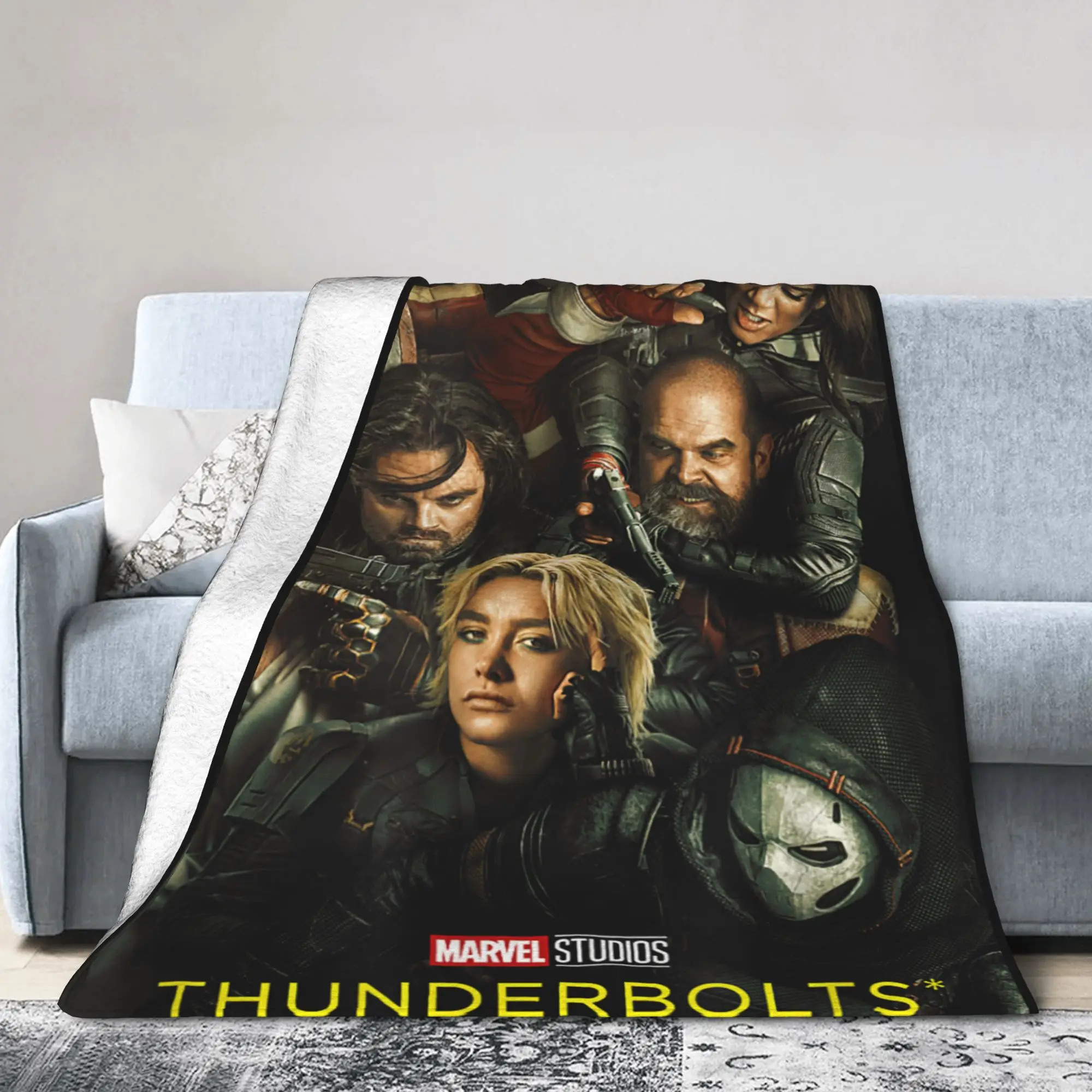 

Плакат фильма Thunderbolts, художественное вязаное одеяло, шерстяные одеяла из комиксов, украшение для кровати, дивана, мягкое теплое многофункциональное одеяло