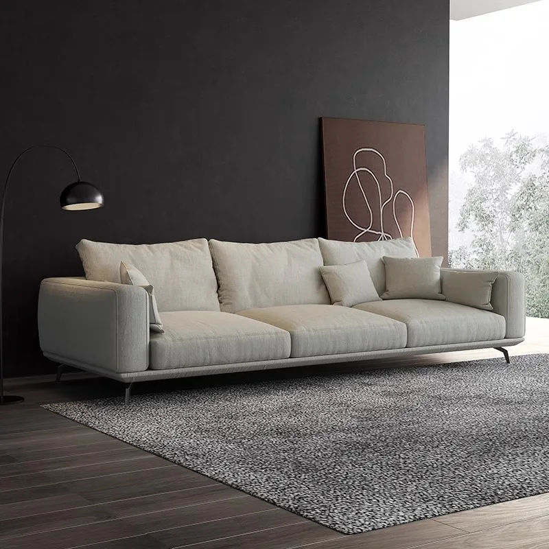 #Italian Minimalist Cotton Linen Fabric Sofa Set Removable Washable For Small Apartment Straight Row Cat Scratching Cloth Living