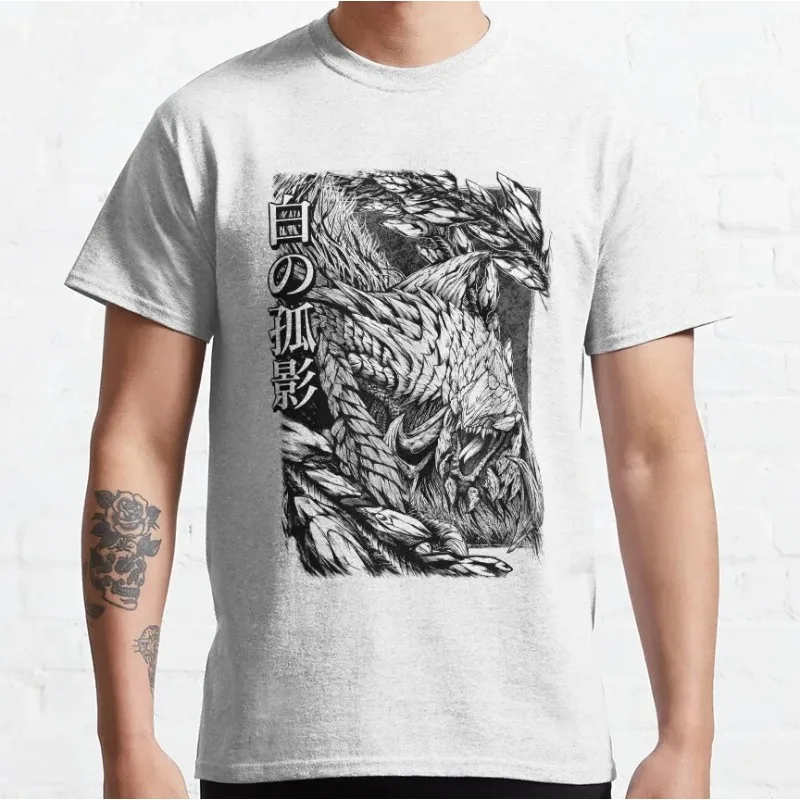 Arkveld Ink Drawing Monster Hunter Wilds Video Games Printed T Shirt for Men 100% Cotton Large Size Adult Tops Vintage T Shirt