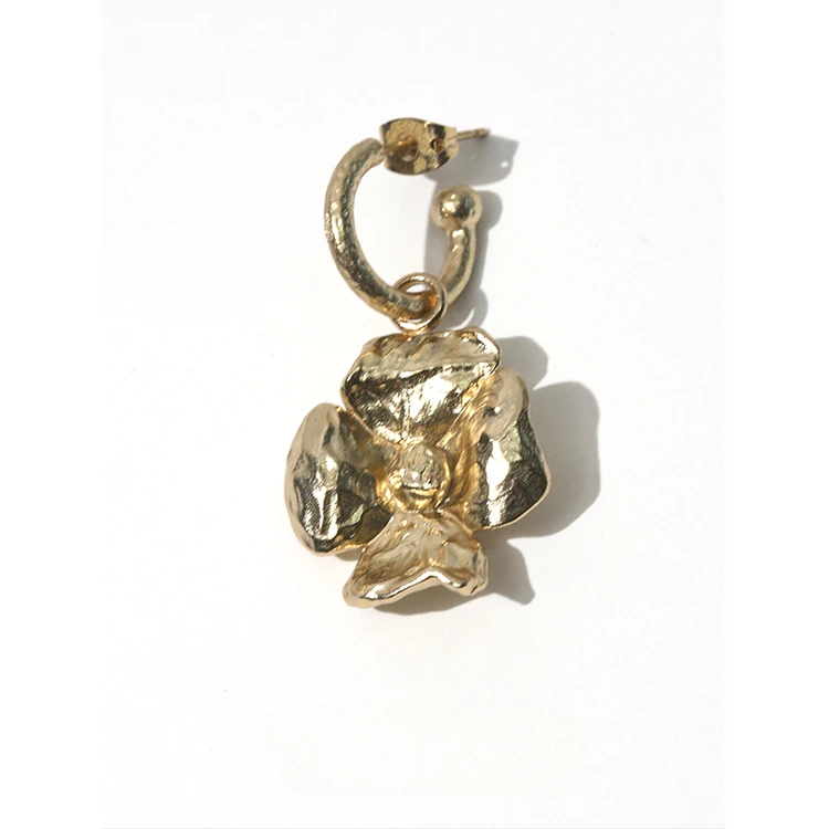 Asymmetrical flower high-end earrings versatile fashion niche irregular stud earrings