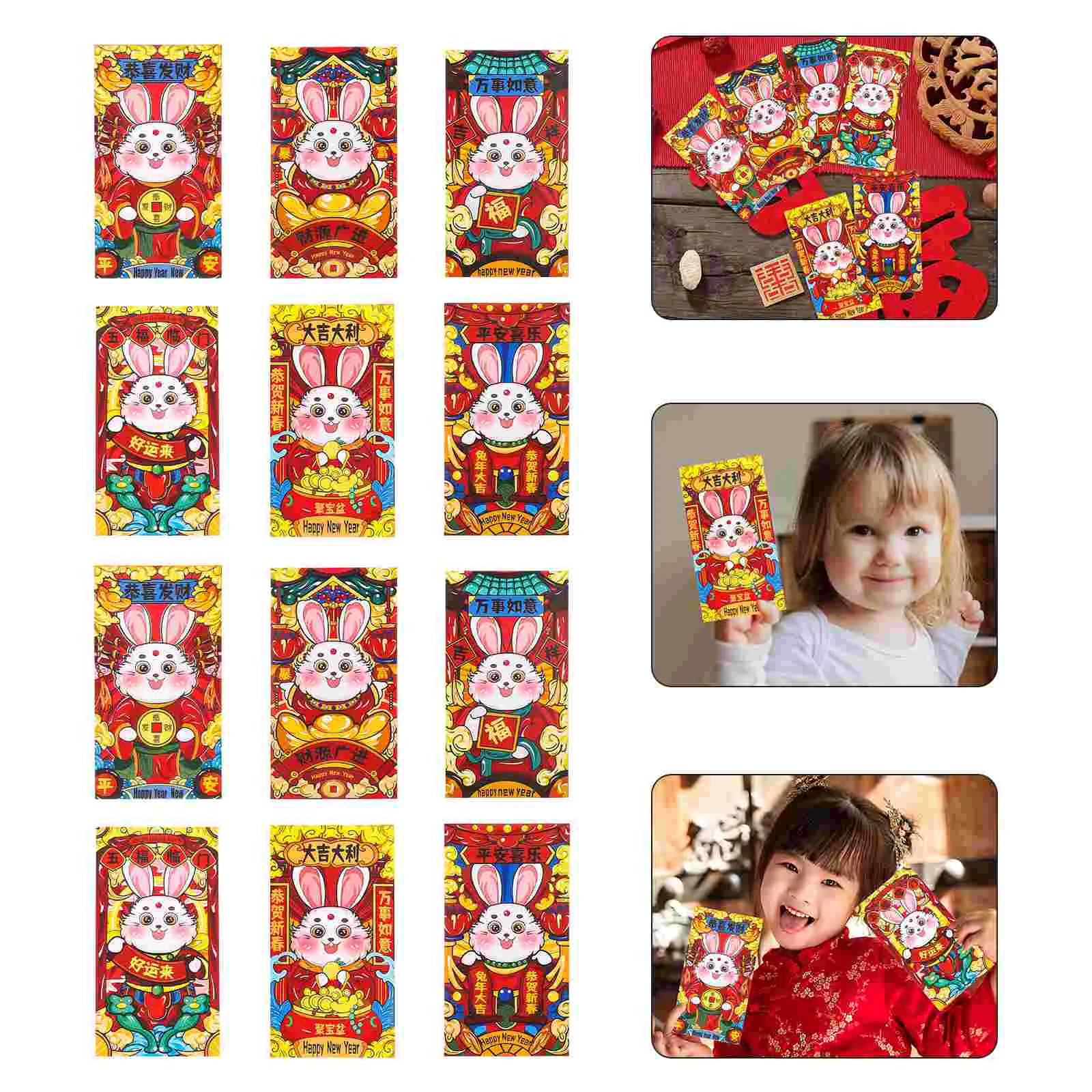 36 Pcs Year of The Rabbit Red Envelope Luck Money Bag Spring Festival Packet Gift Lucky Cartoon 2023 Zodiac Paper Packets Gifts