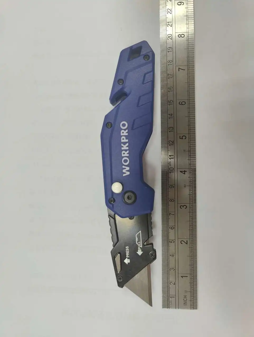 Coltello multiuso a cambio rapido WORKPRO con taglierina a scatola retrattile blu di stoccaggio 10 pezzi SK5 lame Extra incluse