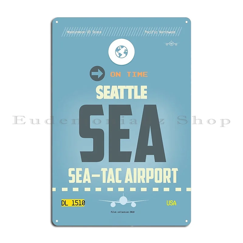 Sea Sea Tac Airport Seattle Metal Sign Club Customize Printing Pub Cinema Tin Sign Poster