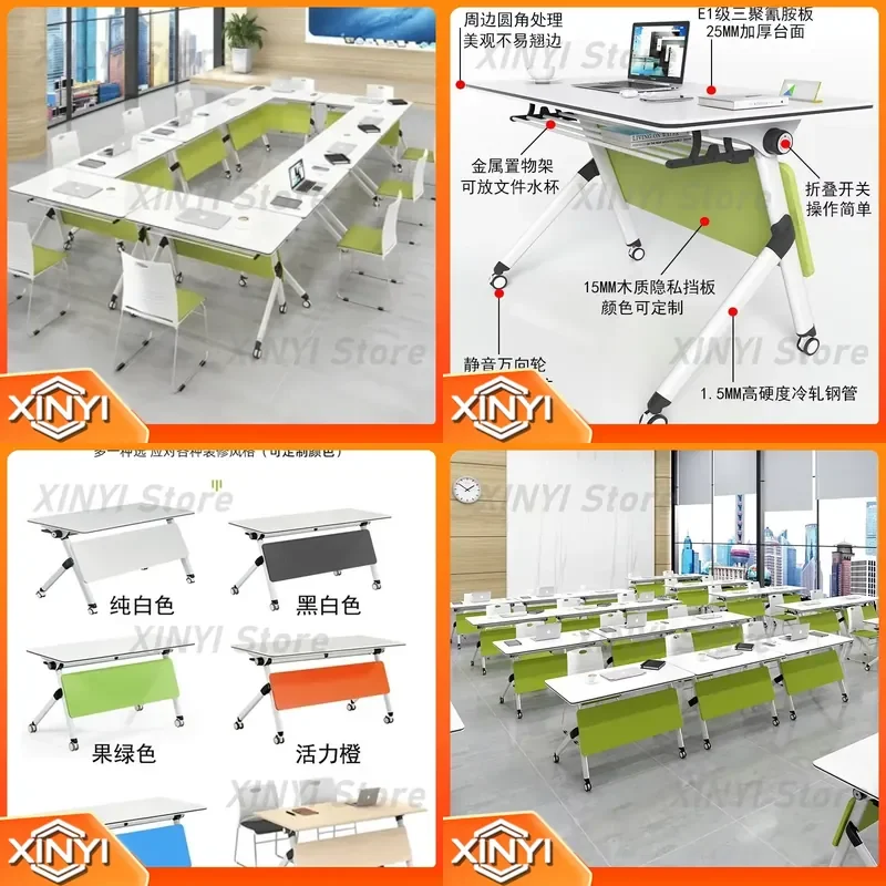 Folding Training Table for Educational Institutions Mobile Design Multifunctional Conference Table and Chair Set Tutor Desk
