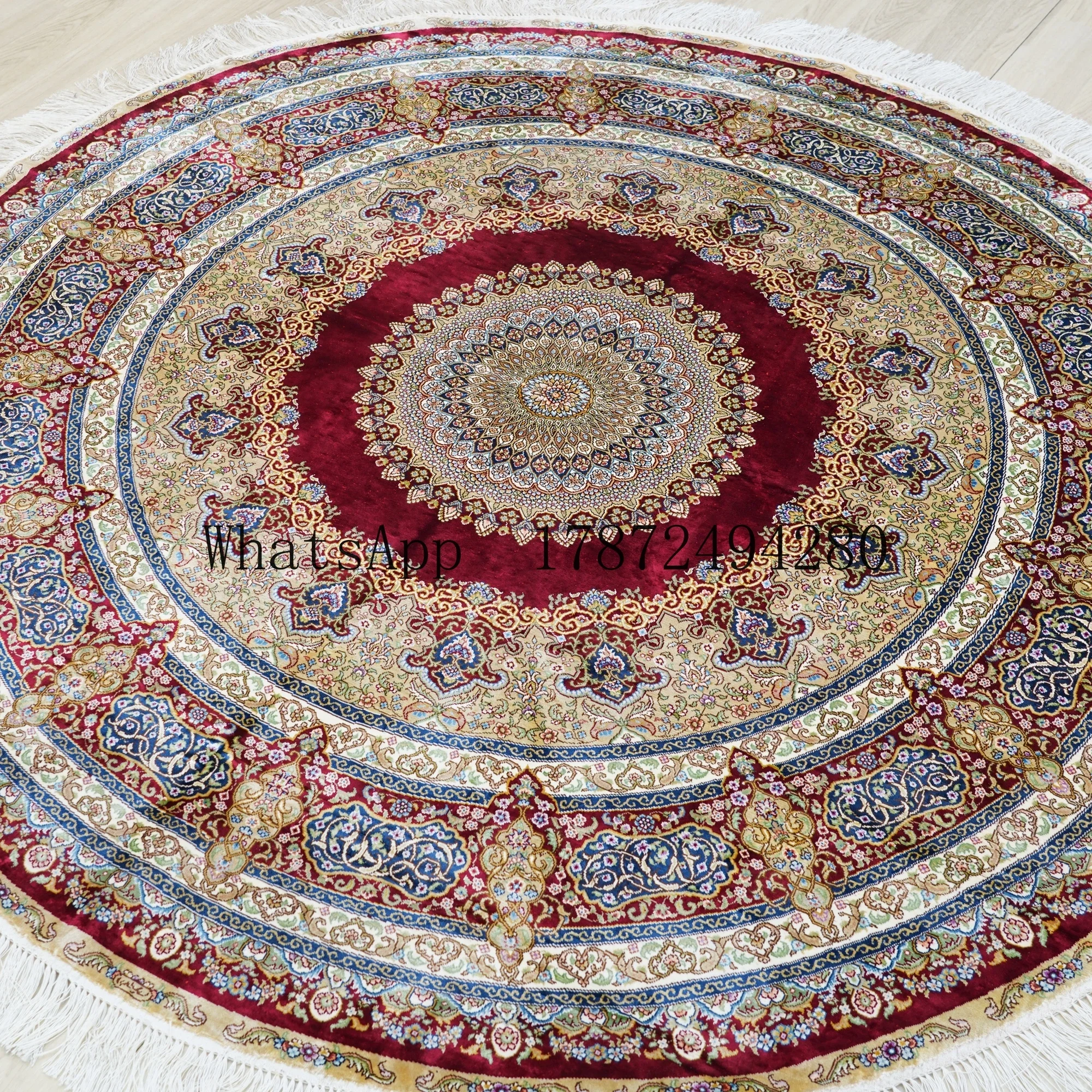 China Factory Direct 183x183cm Large Hand Knotted Rug Fashion Reactive Print Floor Area Rug