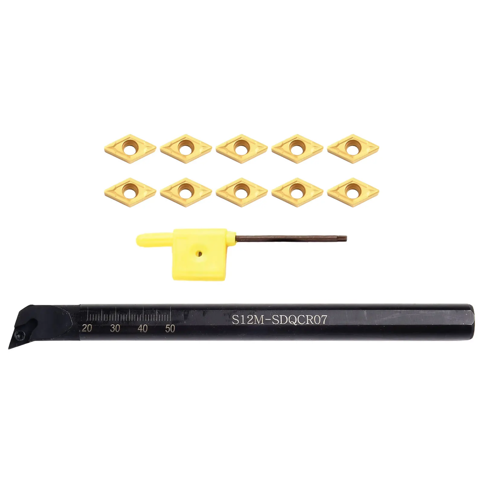S12M-SDQCR07 Lathe Boring Bar Turning Tool Holder T8 Wrench DCMT070204 735 Insert Set For Metalworking Tools Accessories