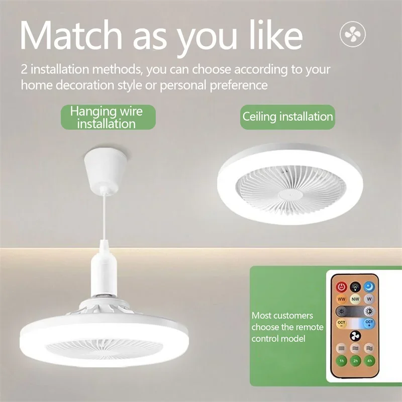 Xiaomi-Ventilateur de plafond silencieux avec télécommande, base de convertisseur de lampe d'éclairage, lampe pour chambre à coucher, salon, maison, 3 vitesses