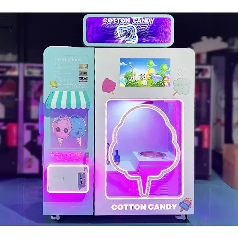 Cotton Candy Vending Machine New Design Automatic Sweet Floss Candy Manufacturing Cotton Candy Making Machine for Czech Republic