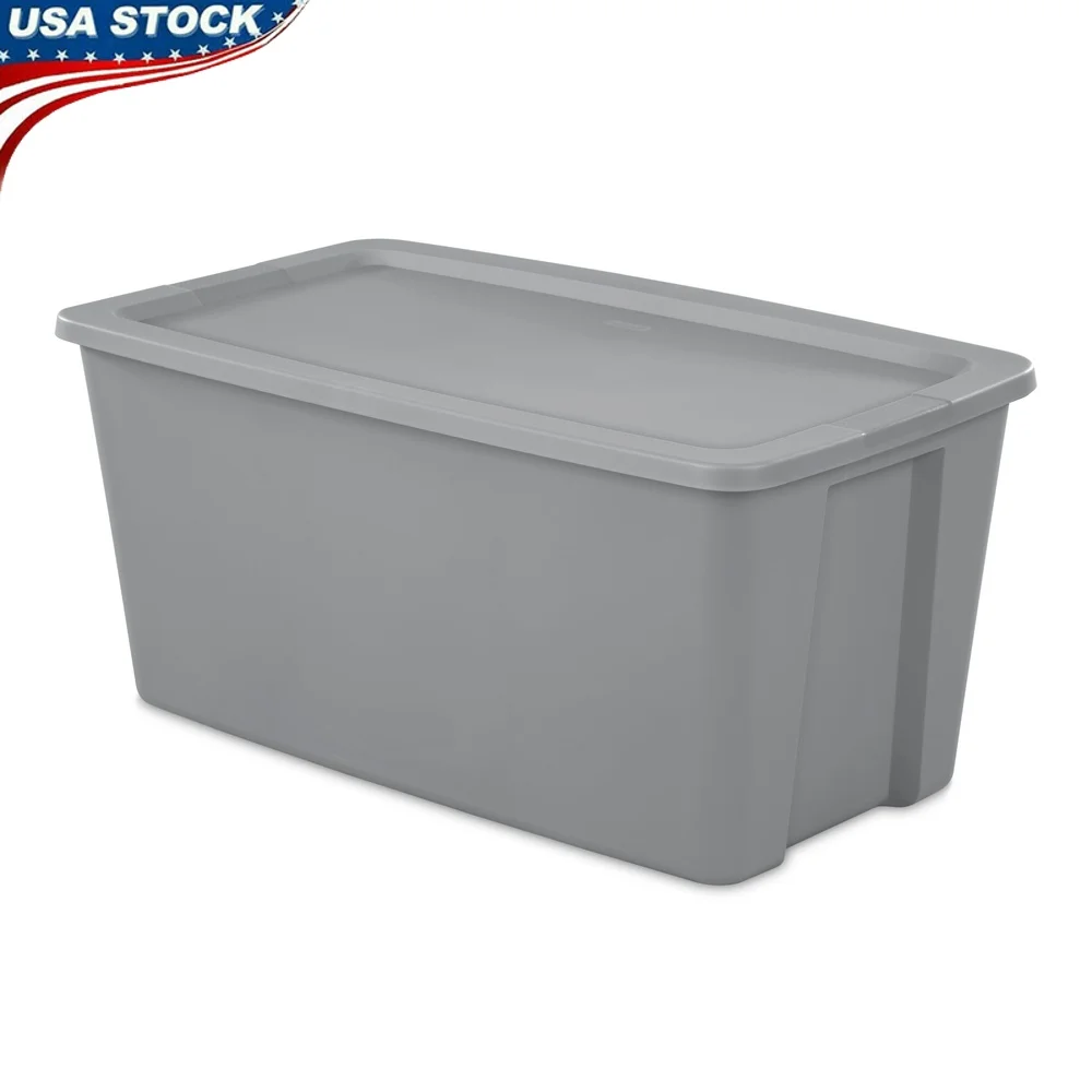 

50 Gallon Plastic Storage Bin Snap-on Lid Stackable Tote with Integrated Handles Home Office Garage Attic Organization