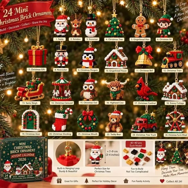 Christmas Advent Calendar 24 Day Countdown Mini Christmas Ornaments Mystery Box Holiday Decor Surprise Gift Collection view 3