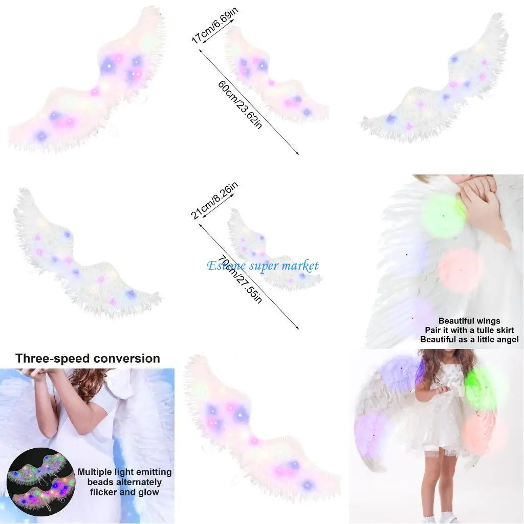 

090B карнавальный газовый костюм с крыльями ангела феи, детский костюм для косплея для девочек, реквизит для фотосессии на марля