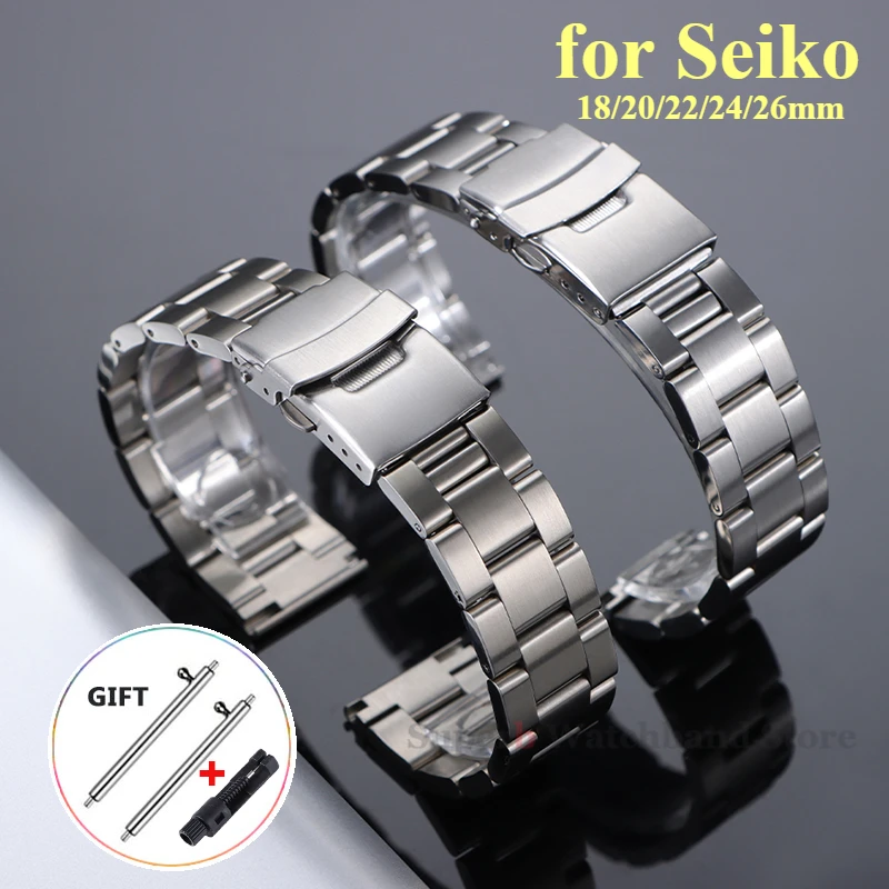 

18/20/22/24/26mm Solid Stainless Steel Watchband for Seiko 5 SKX007 SKX009 Quick Release Strap Straight End for Oyster Bracelet