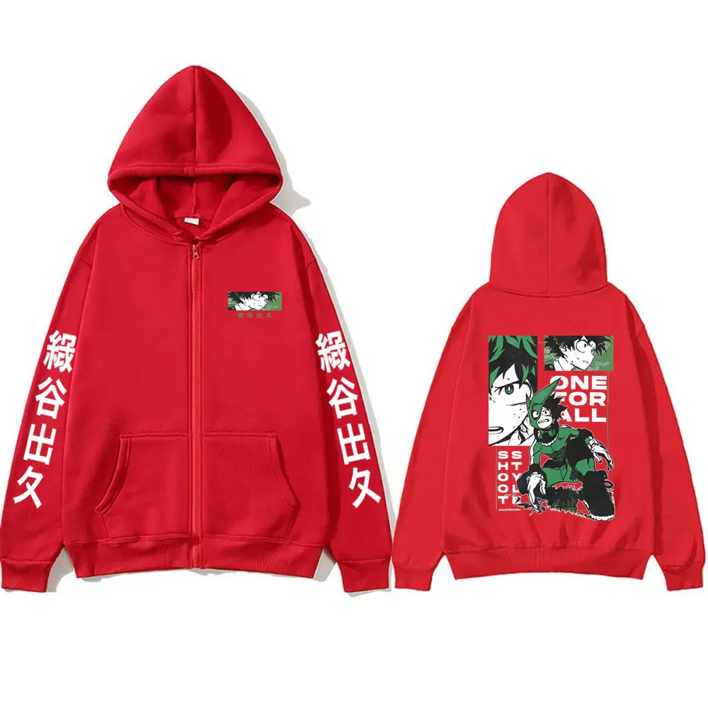 Anime My Hero Academia Midoriya Izuku Reißverschluss-Hoodie für Männer und Frauen Lässige Vintage Zip-Up-Jacke Manga Cosplay Zip-Up-Sweatshirt – Detail 5