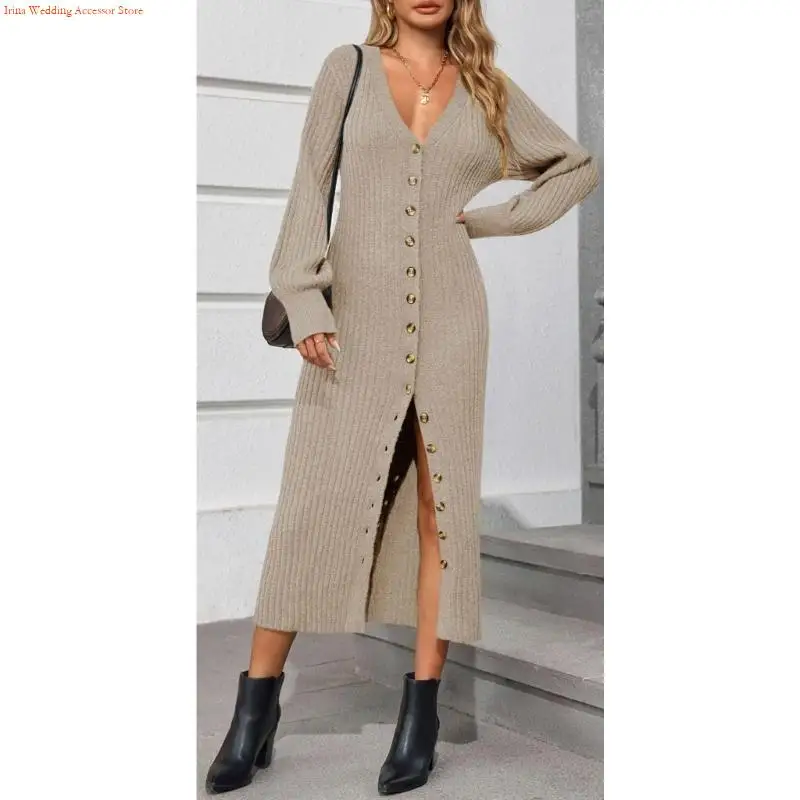 

G92D стильный удлиненный свитер с v-образным вырезом для женщин, модный вязаный кардиган с пуговицами, осенняя мода, незаменимая