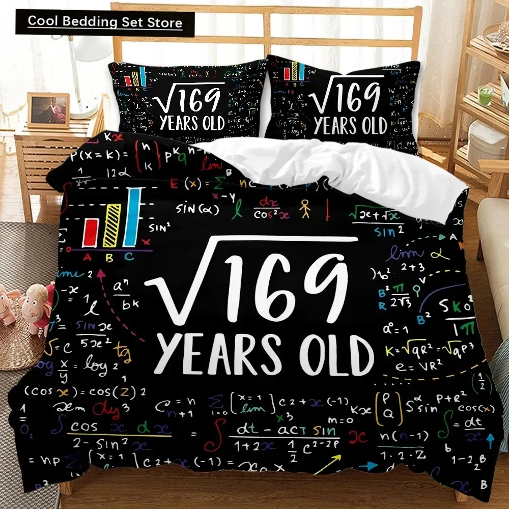 New Math Equation Duvet Cover Set Queen Size Mathematics Formula Bedding Set Boy Girl Educational Soft Polyester Comforter Cover