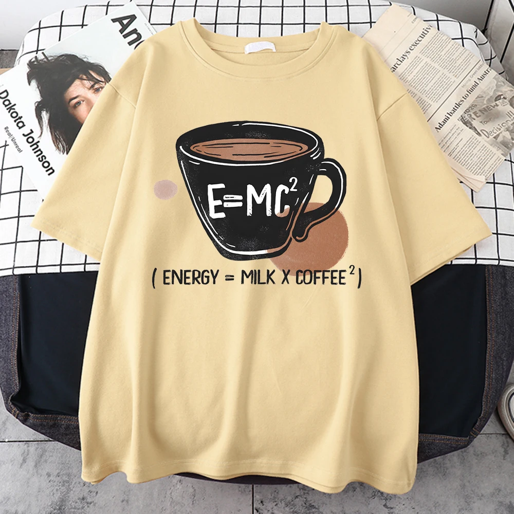 Emc Energy Milk Coffee Womens T-Shirts Fashion Cotton Tshirts Casual Comfortable Short Sleeve Loose Breathable Tee Shirts Woman