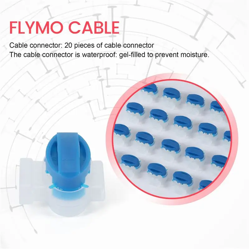 ABWP-20Pcs Waterproof Wire Connector Crimp Gel Filling Robot Lawn Mower Outdoor Garden Irrigation Application