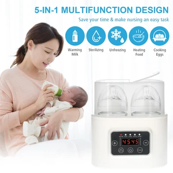 ZF 살균기 열 플라스크 아기 우유 및 따뜻한 우유, 2 인 1 건조 장치, 우유 워머 Best5 8 아기 젖병 워머 타이머 포함 디지털 베이비 푸드 히터, 디지털 디스플레이, 이중 병 스팀 살균기, 제상 워머, 5 인 1