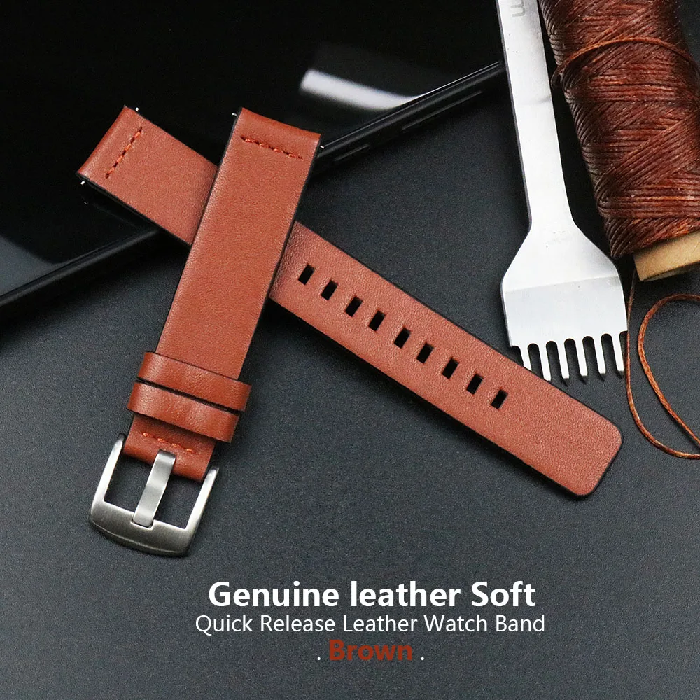 새로운 정품 가죽 시계 밴드 스트랩 퀵 릴리스 시계 빈티지 밴드 18mm/20mm/22mm/24mm 수제 시계 밴드