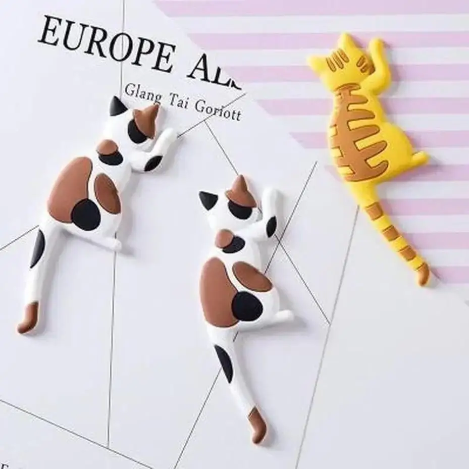 1 Pcs Cute Cat Tail-Shaped Fridge Magnet Hooks Cute & Creative Magnetic Stickers