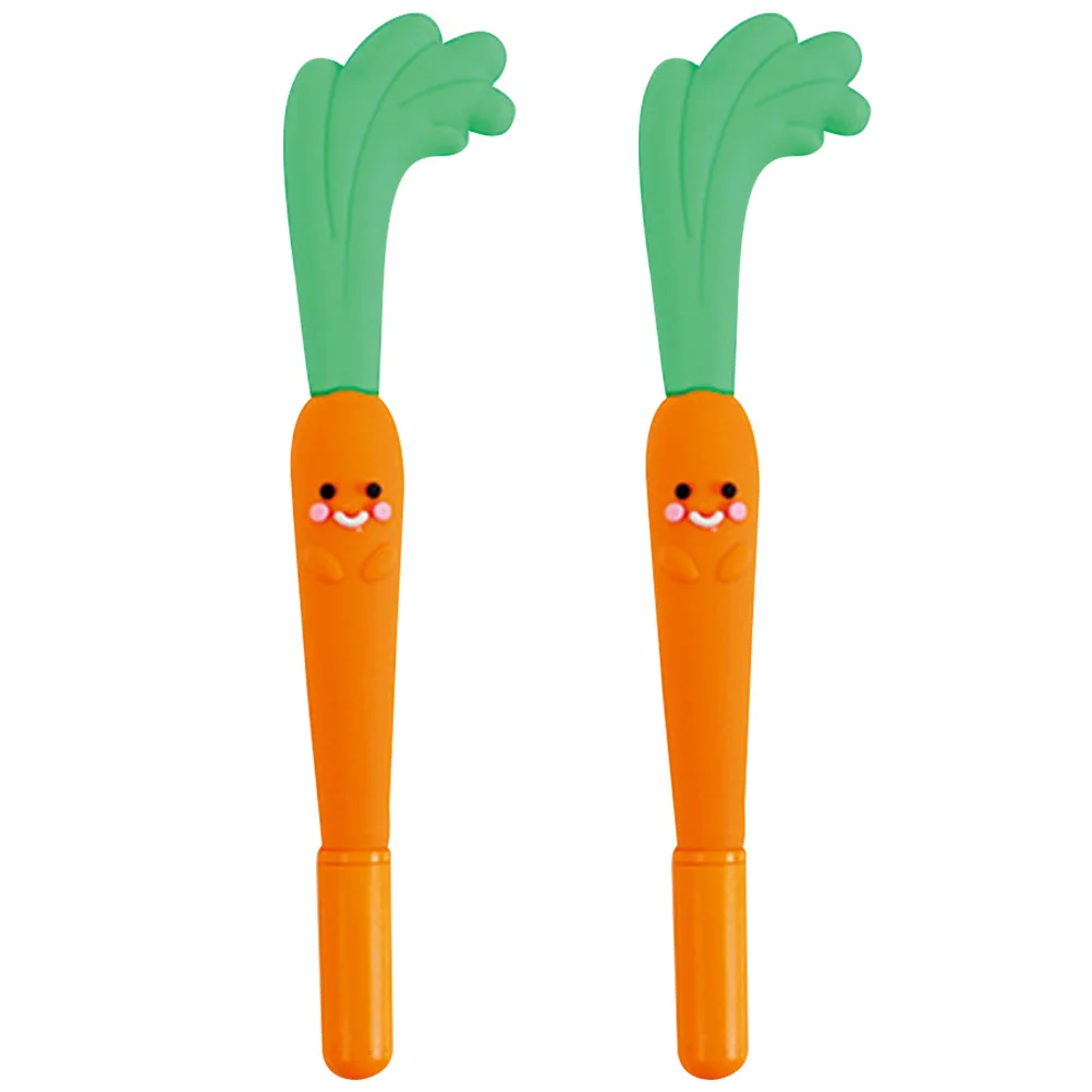 2Pcs Carrot Gel Pens Fine Workmanship Lovely Writing Experience Smooth Gel Ink Pen Ergonomic Design for Office School Note