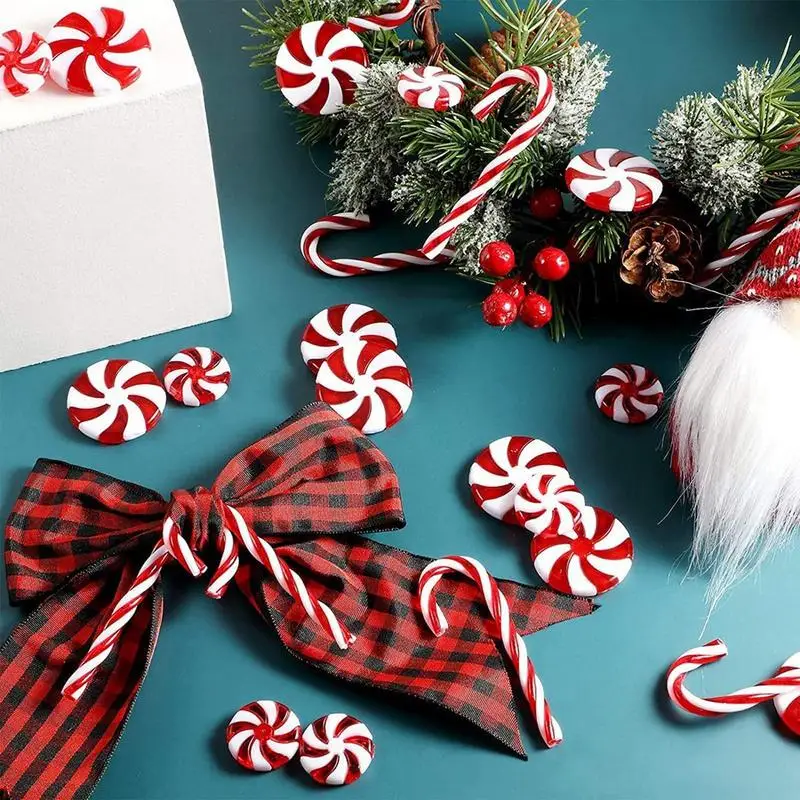 Świąteczny wypełniacz wazonu Koraliki Białe i czerwone Candy Cane Perłowe koraliki Akrylowy wypełniacz wazonu świątecznego Świąteczny wypełniacz z pływających pereł