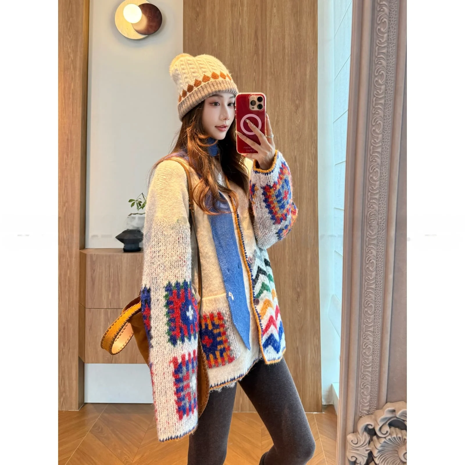 

Женский шерстяной кардиган Xie на осень-зиму: яркий, с волнистым узором, повседневный, удобный, теплый, верхняя одежда