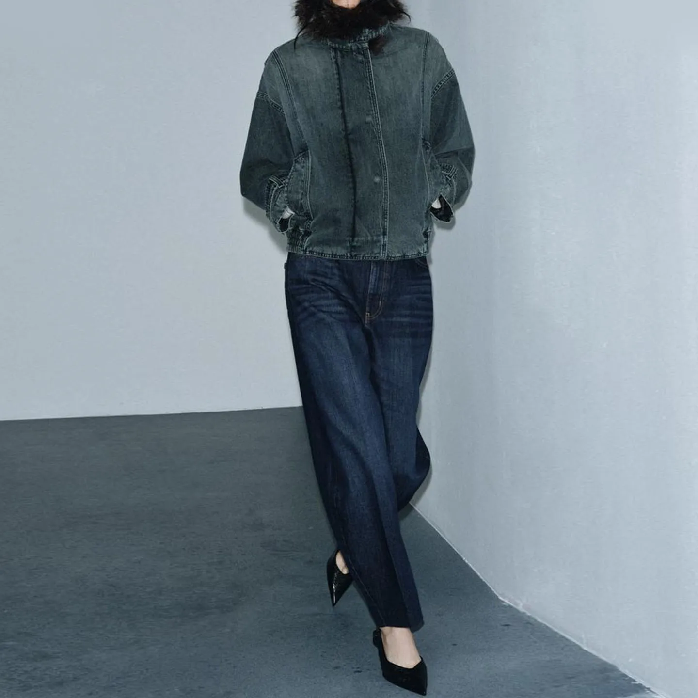 Damskie jeansy z wysokim stanem, modne, z charakterem, luźny krój, zapinane na zamek, nowość 2025.