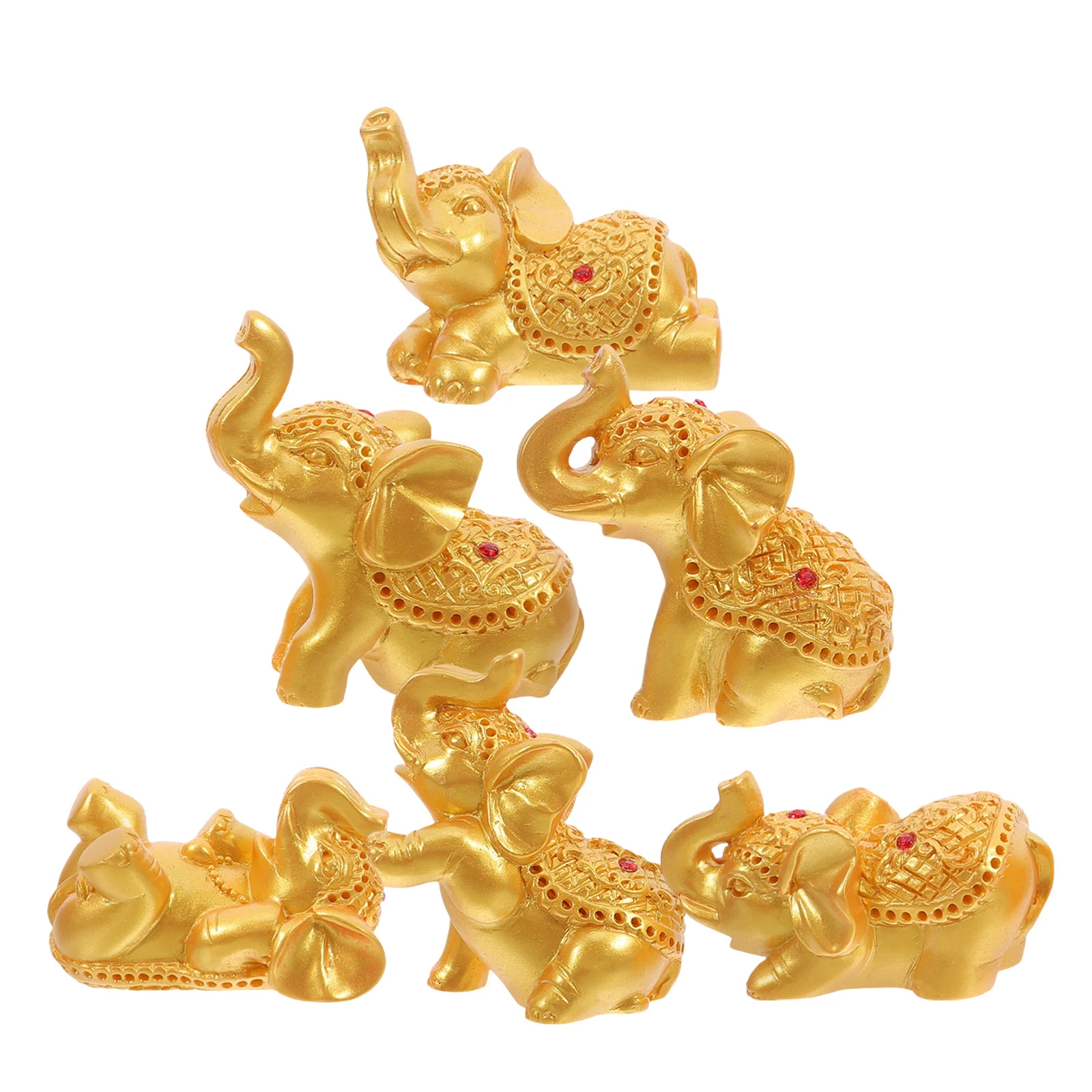

6 Pcs Resin Elephant Statue Decorative Coffee Table Cute for Home Cabinet Ornament Craft Creative Figurines Bedroom