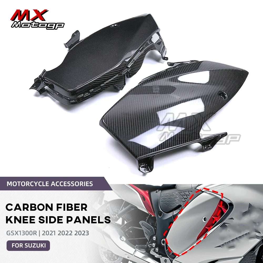 Motorcycle Carbon Fiber Knee Side Panels With Winglets Trim Fairings For SUZUKI GSX1300R Hayabusa 2021 2022 2023 GSX 1300R