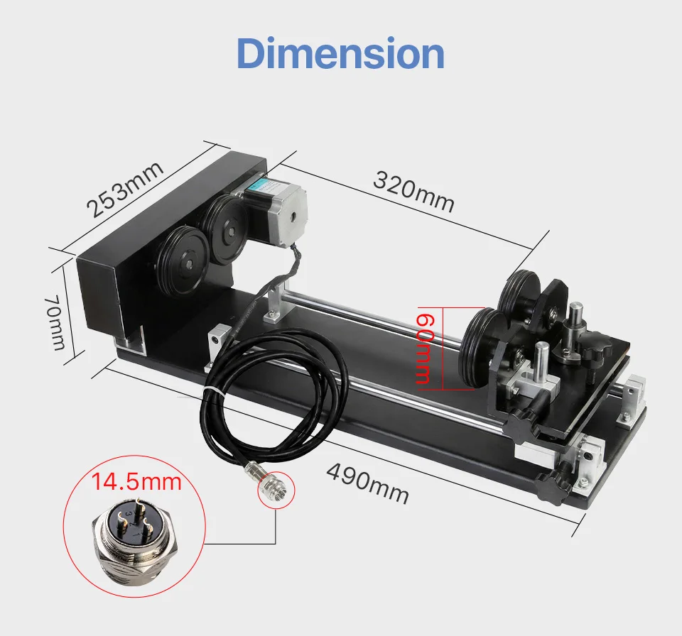 Cloudray Dreh Gravur Befestigung mit Rollen Stepper Motoren für Laser Gravur Schneiden Maschine Modell EIN – Detail 2