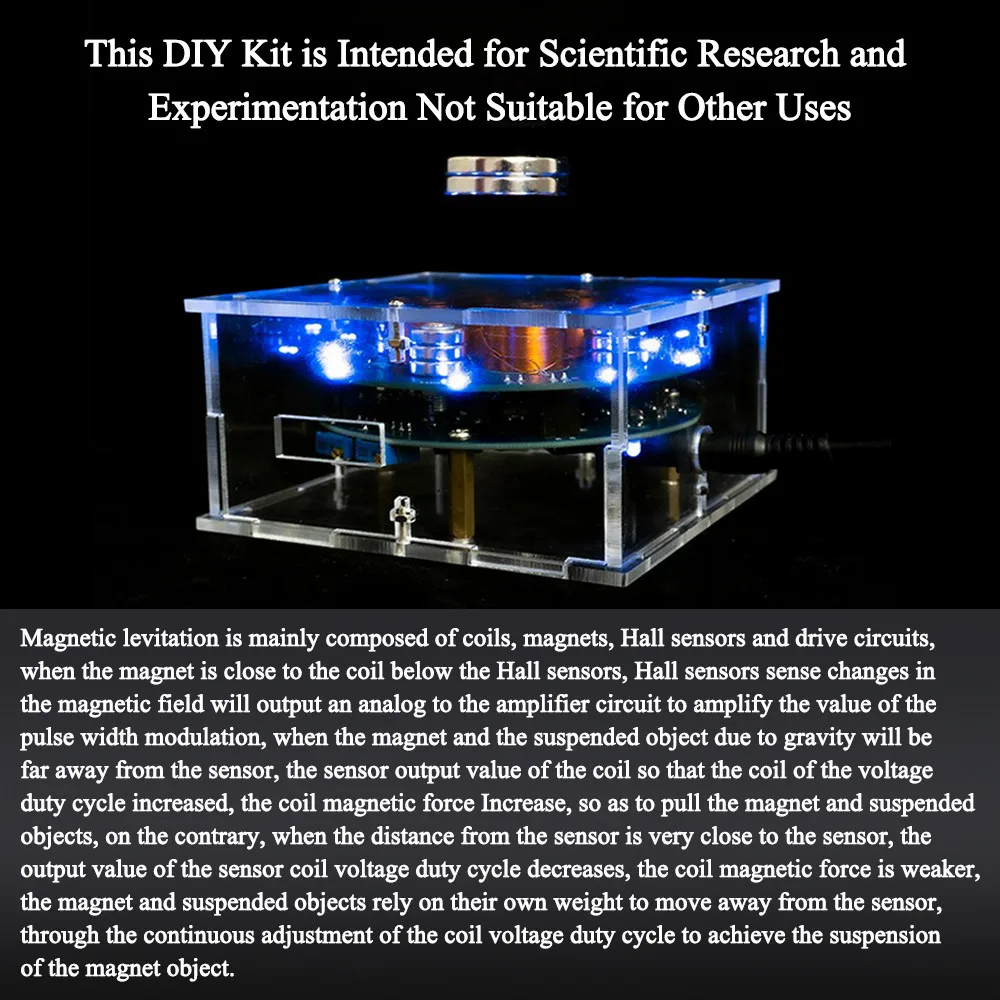 Imagem -04 - Kit Faça Você Mesmo Levitação Magnética Experimento Pcb Solda Projeto Prática Solda Ímã Assembleia Kit Eletrônico 25w 150g Carga