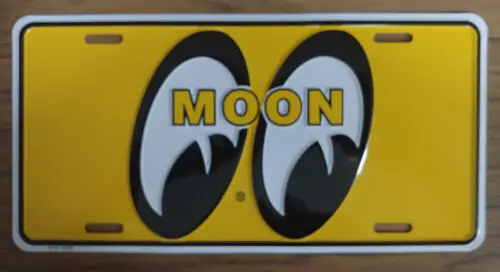 Vintage Mooneyes License Plate Embossed Metal Aluminum New Old Stock MOON Aluminum