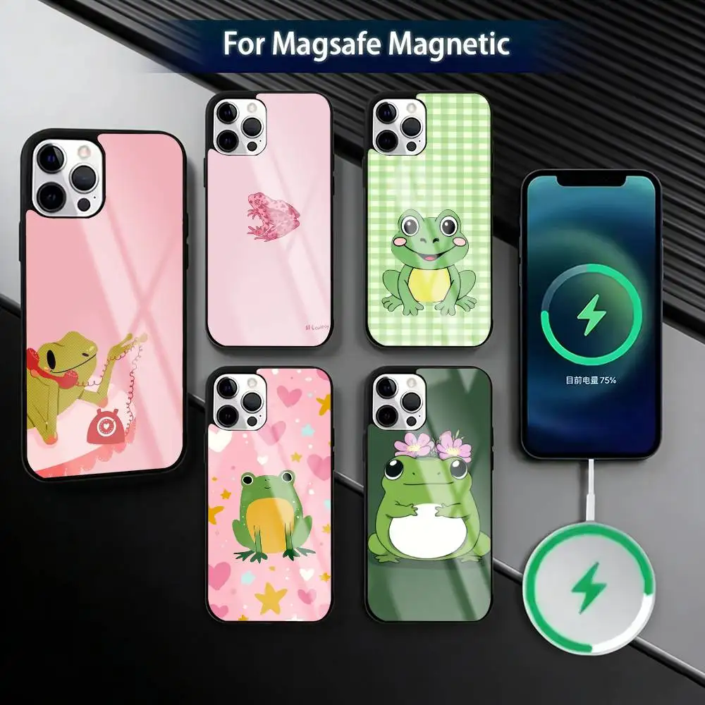 

Fashionable C-Cute Frog Phone Case For iPhone17,16,15,14,13,12,11 Plus,Pro Magnetic with Magsafe Wireless Charging