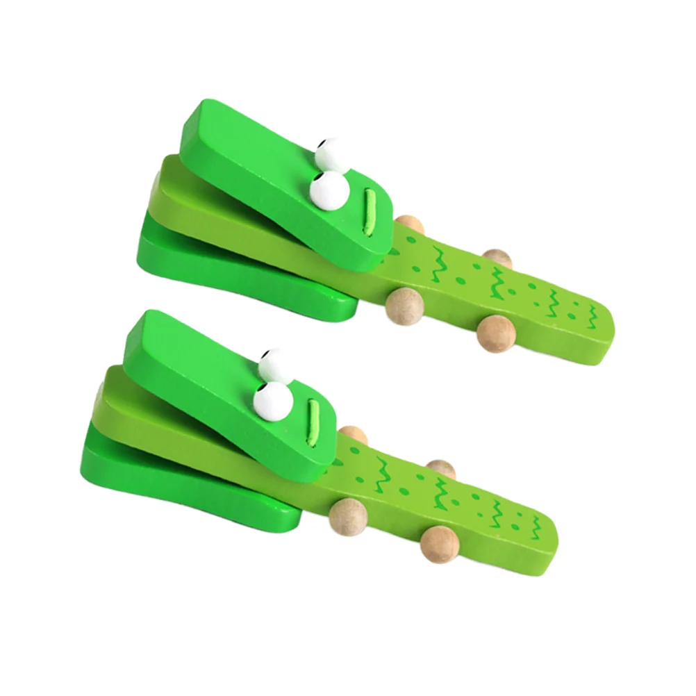 

2 Pcs Toy Kids Musical Instruments Percussion Toys Animal Green Bamboo Wooden Clappers