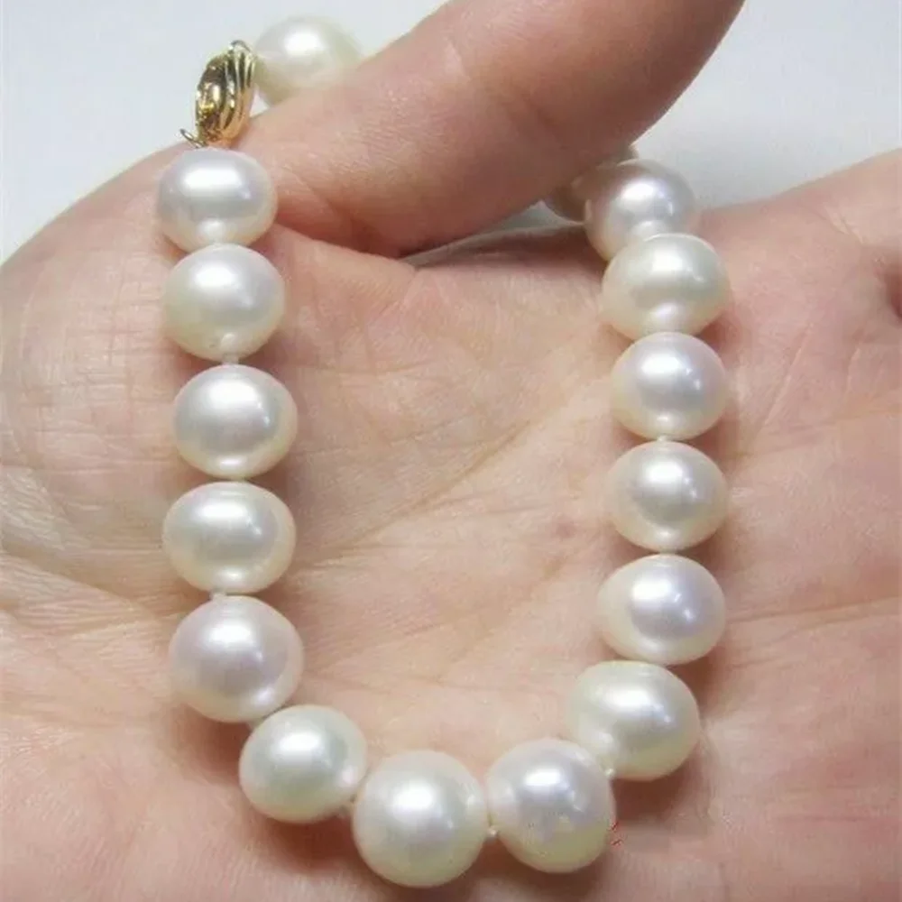 Gorgeous AAA10-11mm 8-9mm 9-10mm South Sea Round Pearl Bracelet 7.5-8inch 14k Gold Buckle