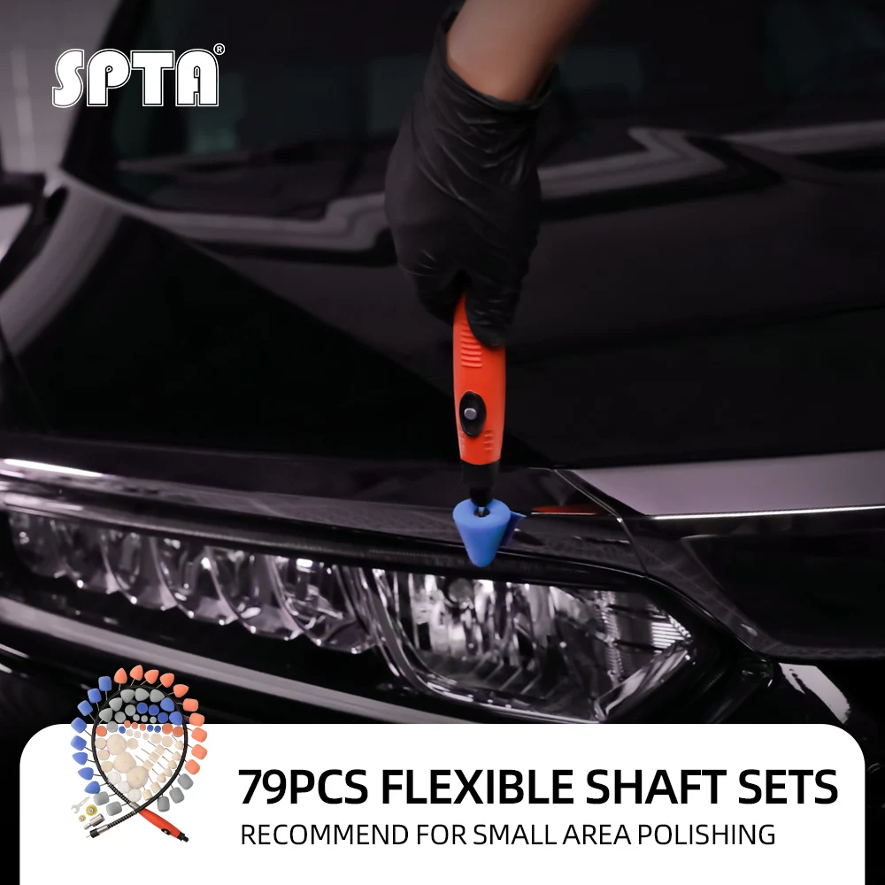 SPTA PRO 78Pcs Mini Detail Polishing Pads with Flexible Shaft Car Detailing Polishing&Cleaning Tool For Rotary Tools/RO Polisher
